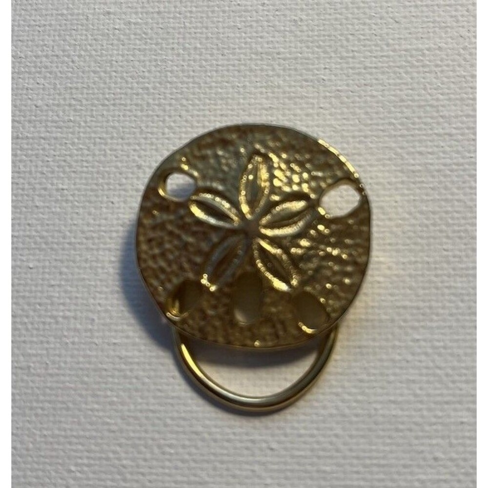 Vintage Sand Dollar Scarf Clip Gold Tone 1" Beach Coastal Vibe